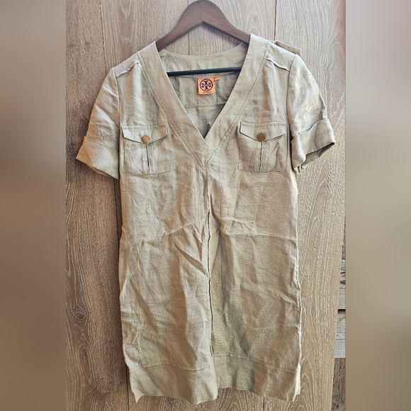 Tory Burch Linen Short Sleeve Dress - Picture 1 of 5